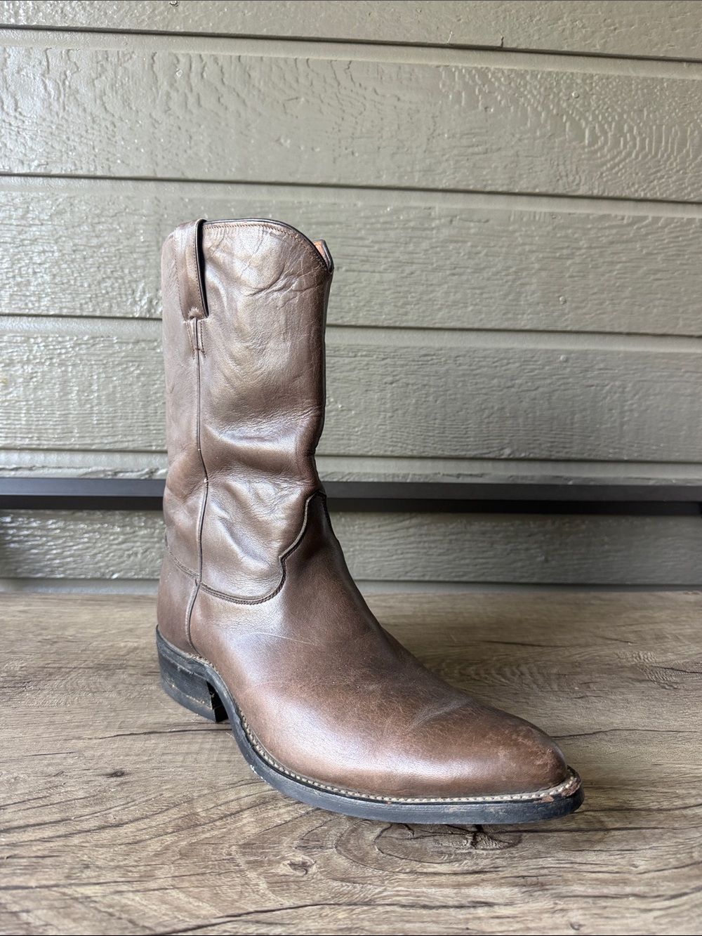 Justin Boots Brown Leather Western Cowboy Boot side 11 E
